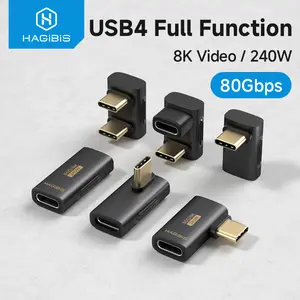Hagibis USB4 Adapter PD240W 80Gbps 8K USB C to Type-C 90 Degree Right Angle Converter Compatible With Thunderbolt 4/5 For iPhone 16 Pro ROG Ally Steam Deck Tablet Laptop