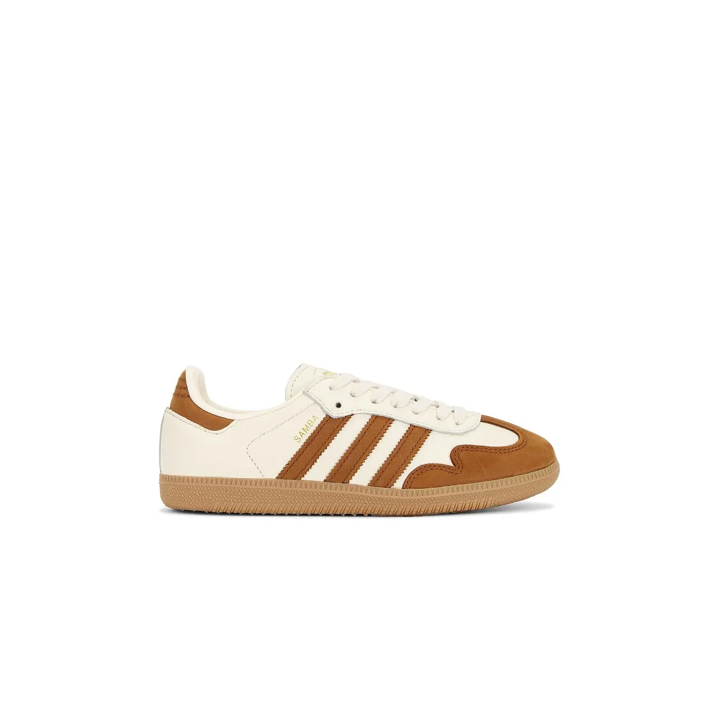 adidas Originals Samba OG Sneaker in Wonder White, Dusky Bronze, & Gold Metallic
