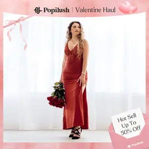 Popilush The Shapewear Dress Lace Slip Split Maxi Dress or Jumpsuit Summer Womenswear Casual Fit Comfortable Loose Lady Formal Spaghetti Strap Body-hugging Fit with Tummy Control