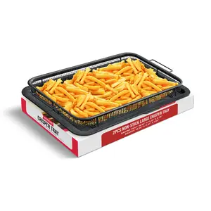 Bakken Crisper Tray - 2-Piece Set, Non-Stick Basket Design for Healthier Cooking in Regular Ovens - Make Great Crispy Food, Bacon and More, Extra Large Size 19" x 13"