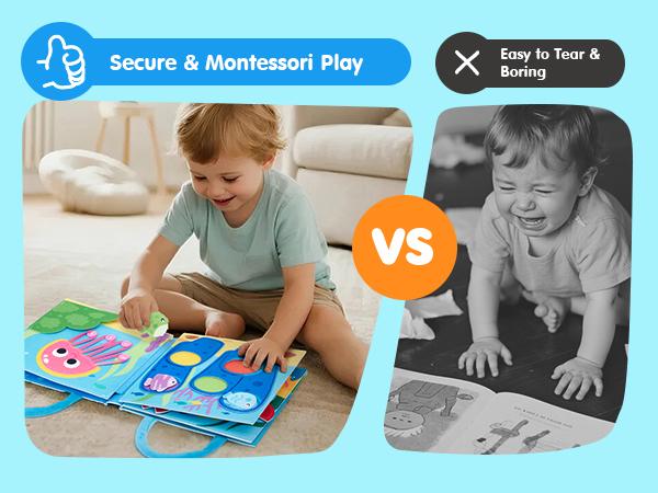 hahaland Ocean Busy Book for Toddlers 1-3, Montessori Toys Sensory Activity Busy Board, Travel Toy for 1 2 3 Year Old Boys Girls, Educational Fine Motor Skills Learning Toy, Toddler Birthday Gift