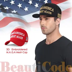 M.A.G.A 3D Embroidered Adjustable Mesh Baseball Caps, Classic M.A.G.A Hair Hats,Patriotic USA Hat for Presidents Day, Independence Day & Everyday Wear