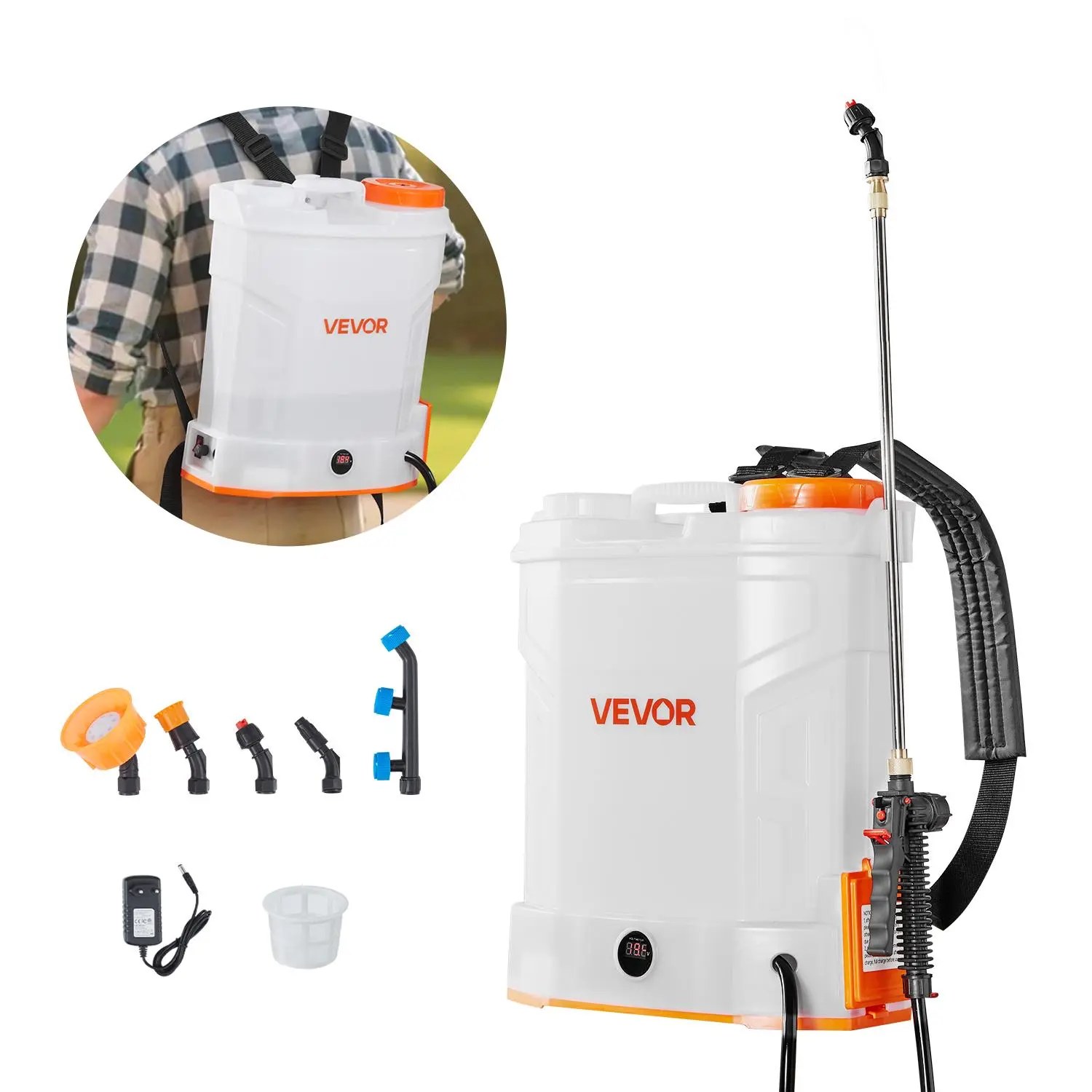 【FathersDayGift】VEVOR Battery Powered Backpack Sprayer, 3.2 Gal Powerful Electric Backpack Sprayer, 2 Retractable Wands & 5 Nozzles, Adjustable 0-90 PSI, 2 Hour Runtime, Portable Weed Sprayers for Yard Garden Lawn