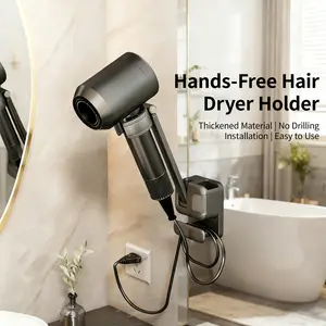 Hair Dryer Stand Hands Free Blow Dryer Holder Be Used On Smooth Surfaces Wall Mounted Hairdryer Mount for Light Weight Hair Dryers (less than 1lb) Sit Under Blow Dryer for Vanity Blowdryer Holder Gray