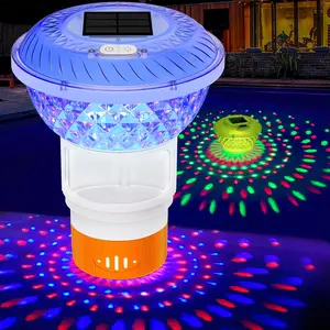 2026 Upgrade Solar Chlorine Floater,Pool Chlorine Floater with Colorful Light,Button Control Floating Chlorine Dispenser for Pool,Adjustable Flow Chlorines floater,chlorine Floaters for Hot Tub,Orange tiktokshopspringglowup,summervibes outdoorfun