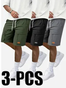 Men’s 3-Pack Summer Ice Silk Shorts — Lightweight, Fashionable, Casual Sports Style, Loose Fit, Quick-Dry Bermuda Length
