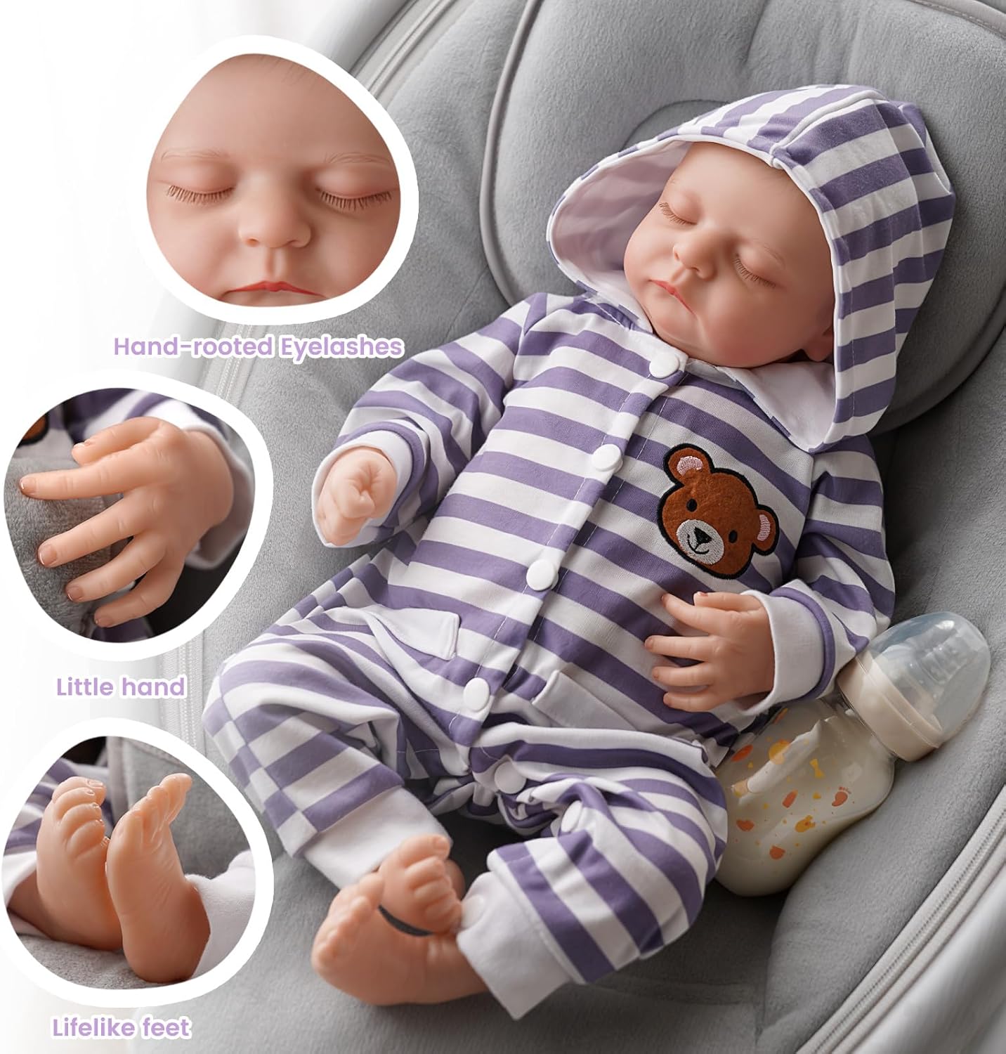 BABESIDE Lifelike Reborn Baby Dolls Twinnie & Noah - 17/20Inch - Soft Full Vinyl Body Realistic-Newborn Baby Dolls Full Vinyl Body Poseable Baby with Feeding Kit Gift Box for Kids Age 3+