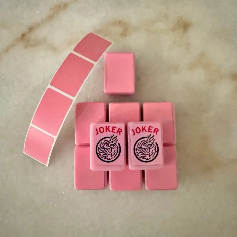 9 Hobby Lobby Pink Mah Jongg/ Mahjong Tiles - 9 Total (2- Stickered Jokers, 7- Stickered Blanks, 4 Extra stickers)