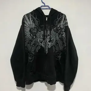2000s Street New Fashion Skull Print Sweater Hoodie Men Harajuku Vintage Hip Hop Popular Casual Sports Hooded Sweater