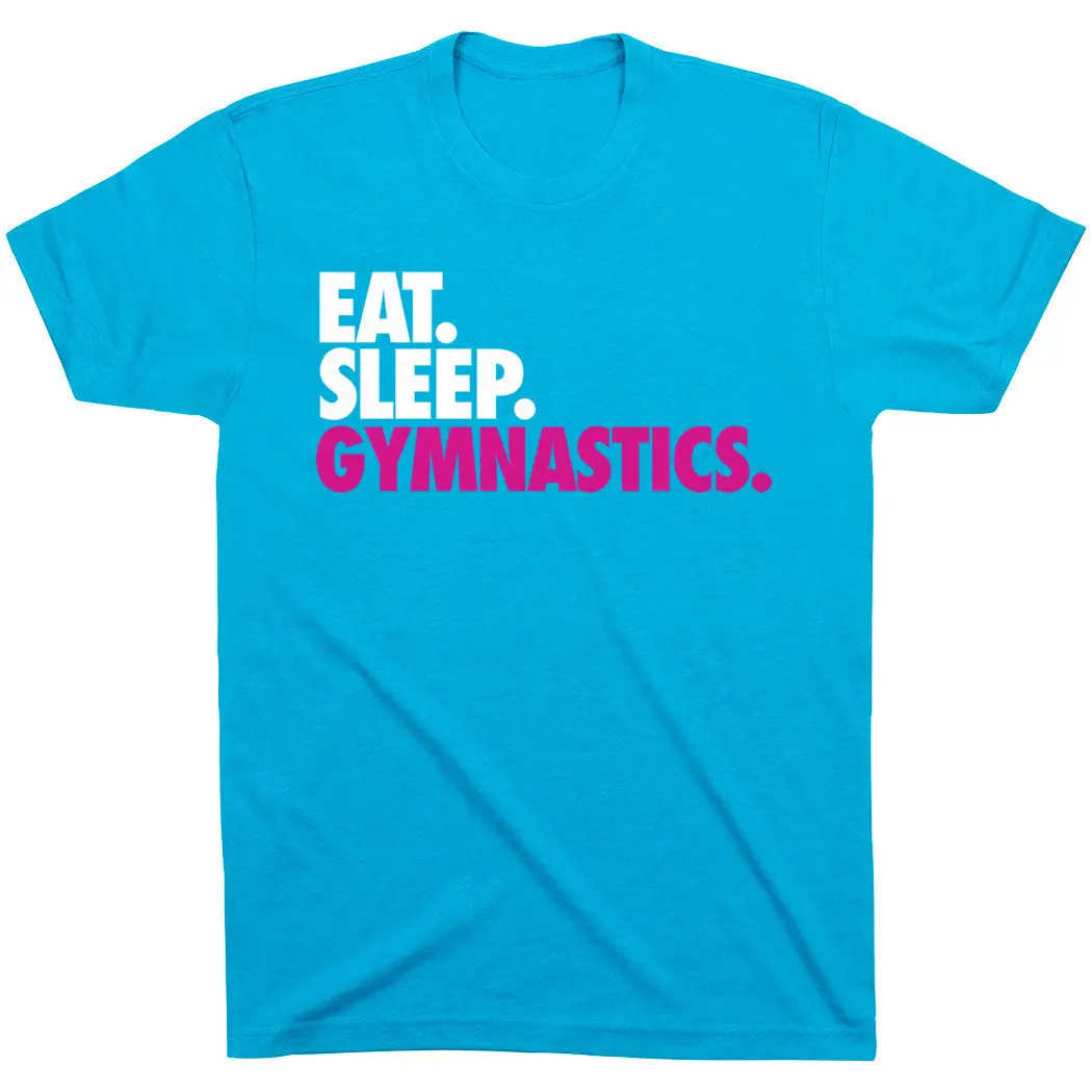 Gymnastics Graphic T-Shirt, Soft Short Sleeve Everyday Top for Gymnasts, "Eat. Sleep. Gymnastics. Repeat." Quote Design, Tshirt, Shortsleeve