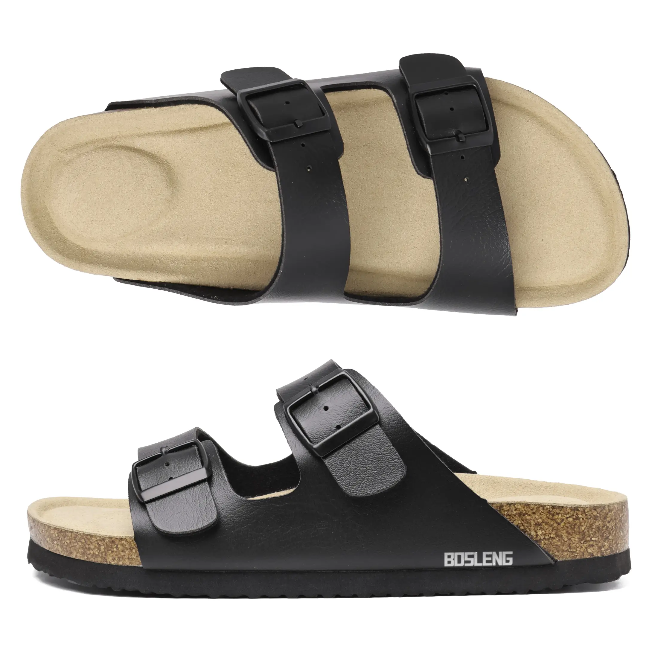 Women's Sandals Adjustable Buckle Slide Sandals Dual-Strap Comfortable Cork Footbed Flat Mules Springfresh for Casual Daily Wear Flip Flops