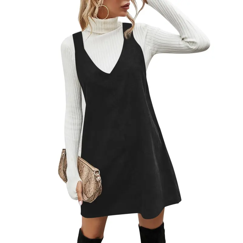 black pinafore dress