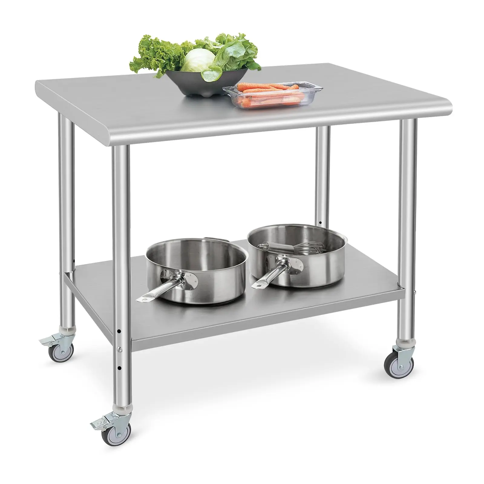 【GARVEE】Stainless Steel Commercial Prep and Work Tables, Heavy Duty, Multiple Sizes (30x24 to 72x30 inches), Adjustable Undershelves, Backsplashes, Casters or Feet, Ideal for Kitchen, Restaurant, Home, Outdoor Use
