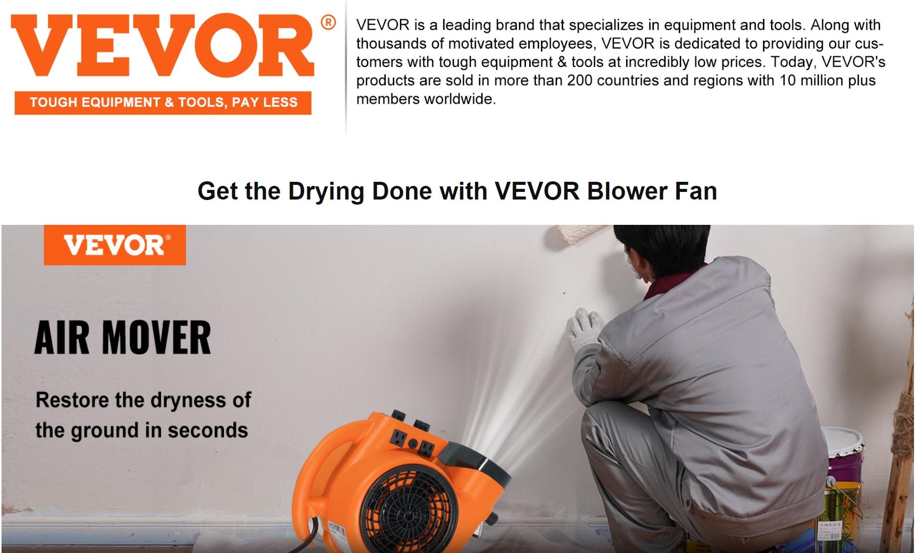 【Summerfinds】VEVOR Floor Blower 1/4 HP1000 CFM Air Mover for Drying and CoolingPortable Carpet Dryer Fan with 4 Blowing Angles and Time Functionfor JanitorialHomeCommercialIndustrail UseETL Listed, Portable Blower Blowers