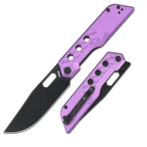 Artisan Cutlery Beest Liner Lock Front Flipper&Thumbs Hole Knife Aluminum/Brass Handle (3.65'' Stone Wash AR-RPM9 Blade)