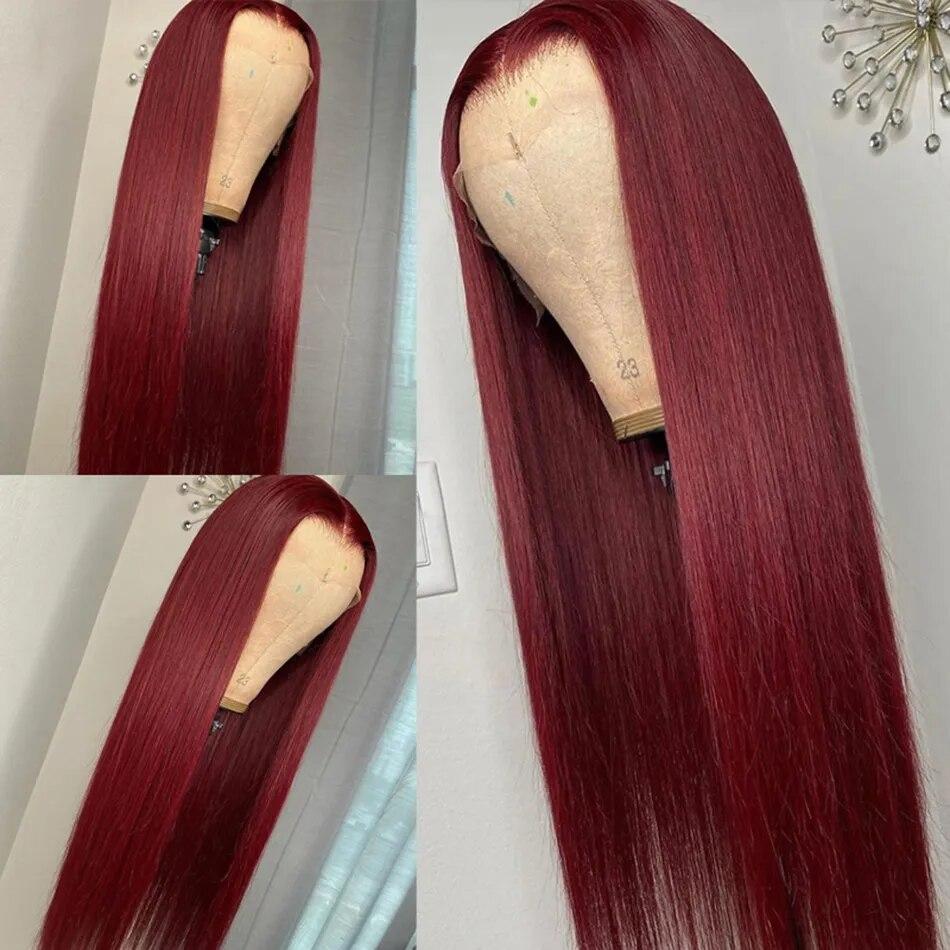 [Super Sale] Hot Star 13x6 HD Lace Front Wig Human Hair Wigs 99J Red Burgundy Colored Pre Plucked Lace Frontal P4/27 Highlight Human Hair Straight Wigs Honey Blonde Body Wave Wigs