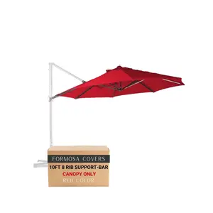 10ft Cantilever Supported Bar Umbrella 8 Rib Replacement Canopy Red rust resistant cantilever patio umbrellas Solar