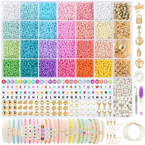 Beads for Bracelet Making, Beads for Bracelet Making, 13135pcs Bracelet Making Kit with Letter Beads, Pendant Kit, Elastic Strings, DIY Crafts Gift for Teen Girls