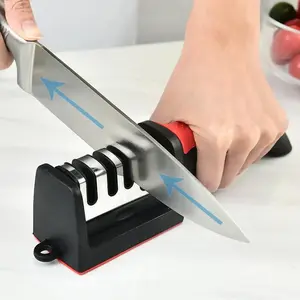 4 Stages Professional Knife Sharpener, Knife Sharpening Tool with Tungsten & Diamond & Ceramic Sharpening Rod, Knife Sharpening Tool for Kitchen & Outdoor Use