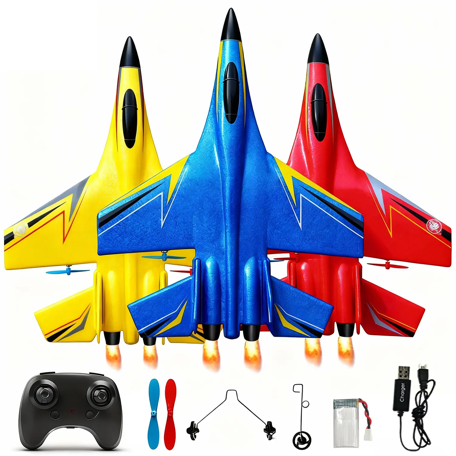 Unisex Kids RC Plane Toy - 2CH Rechargeable EPP Foam Remote Control Jet Glider with LED Lights, Lightweight Design, Batteries, Beginner Learning Aircraft for Outdoor Sports, Comics-Themed First Day of School Kids Stuff Gift, Rechargeable Battery