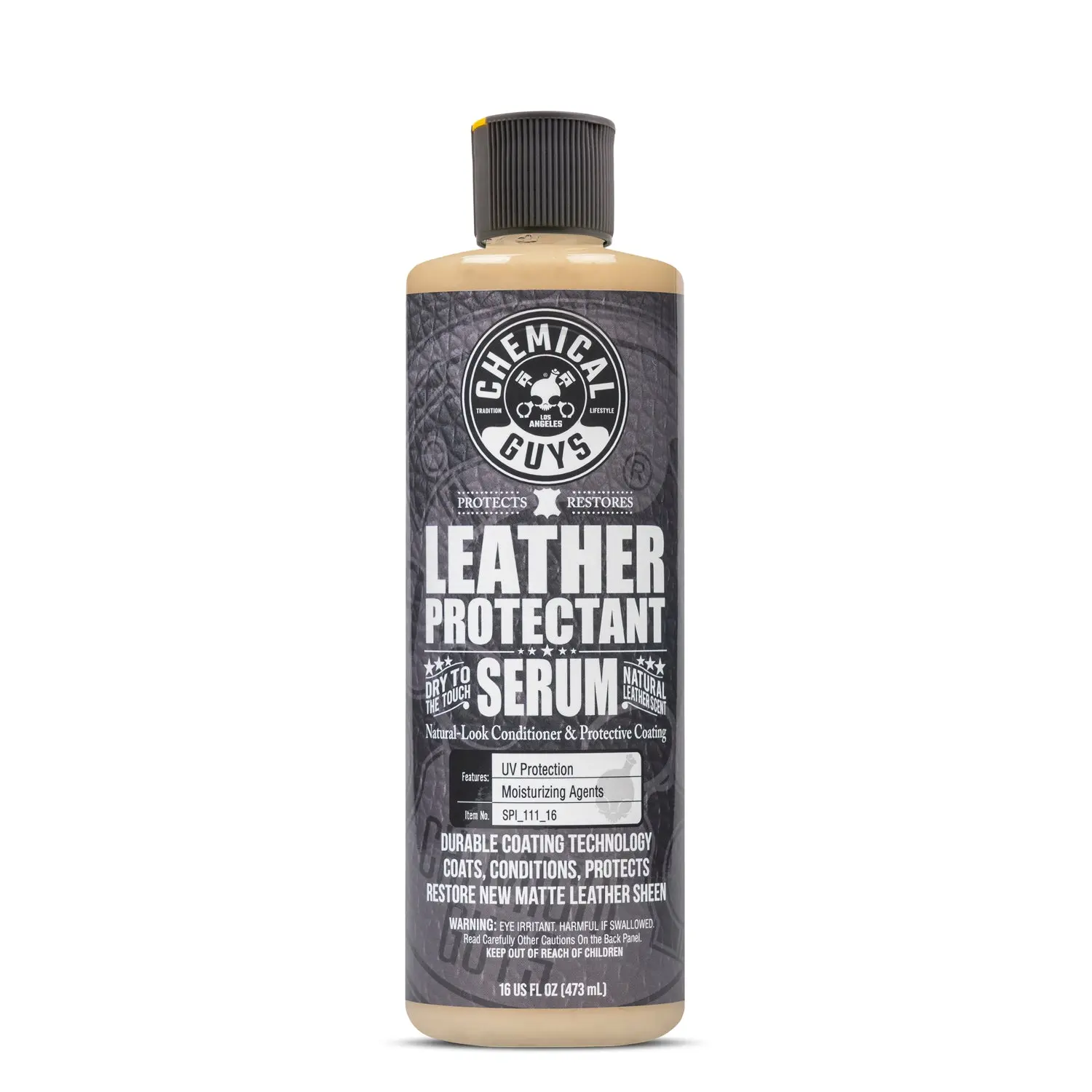 CHEMICAL GUYS Leather Serum Protectant – Dry‑To‑Touch Leather Coating That Penetrates Deep into Natural & Synthetic Leather, Shields Against UV, Oils & Stains, Preserves Soft Matte OEM Finish, Uv Protection, Deep Penetration