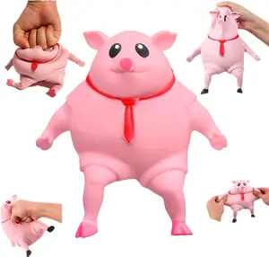 CT Gel-Filled Squishy Pig Stress Relief Toy - Latex Soft Fidget Toy for Adults & Kids, High-Resilience Stretchable Elastic Animal Toy, Satisfying Sensory Stress Reliever