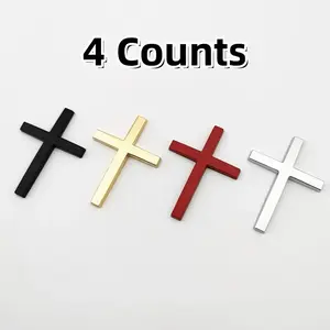 4PCS Christian Cross Car Sticker Set - Premium Waterproof Religious Decals Durable Universal Auto Exterior Decoration for Cars SUVs & Motorcycles Stylish Faith Inspired Vehicle Accessories in Silver Black Red Gold outdoorfun