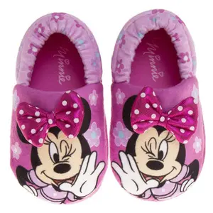 Disney Minnie Mouse Slippers for Kids Minnie's Bow Plush Warm Soft Aline Comfy Lightweight House Shoes