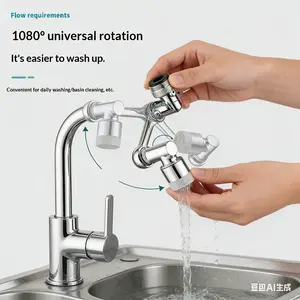 Effortless All-Angle Control 1080° Universal Rotation Faucet for Easy Washing Basin Cleaning Universal Rotation Faucet extender swivel extension kitchen bathroom sink faucet