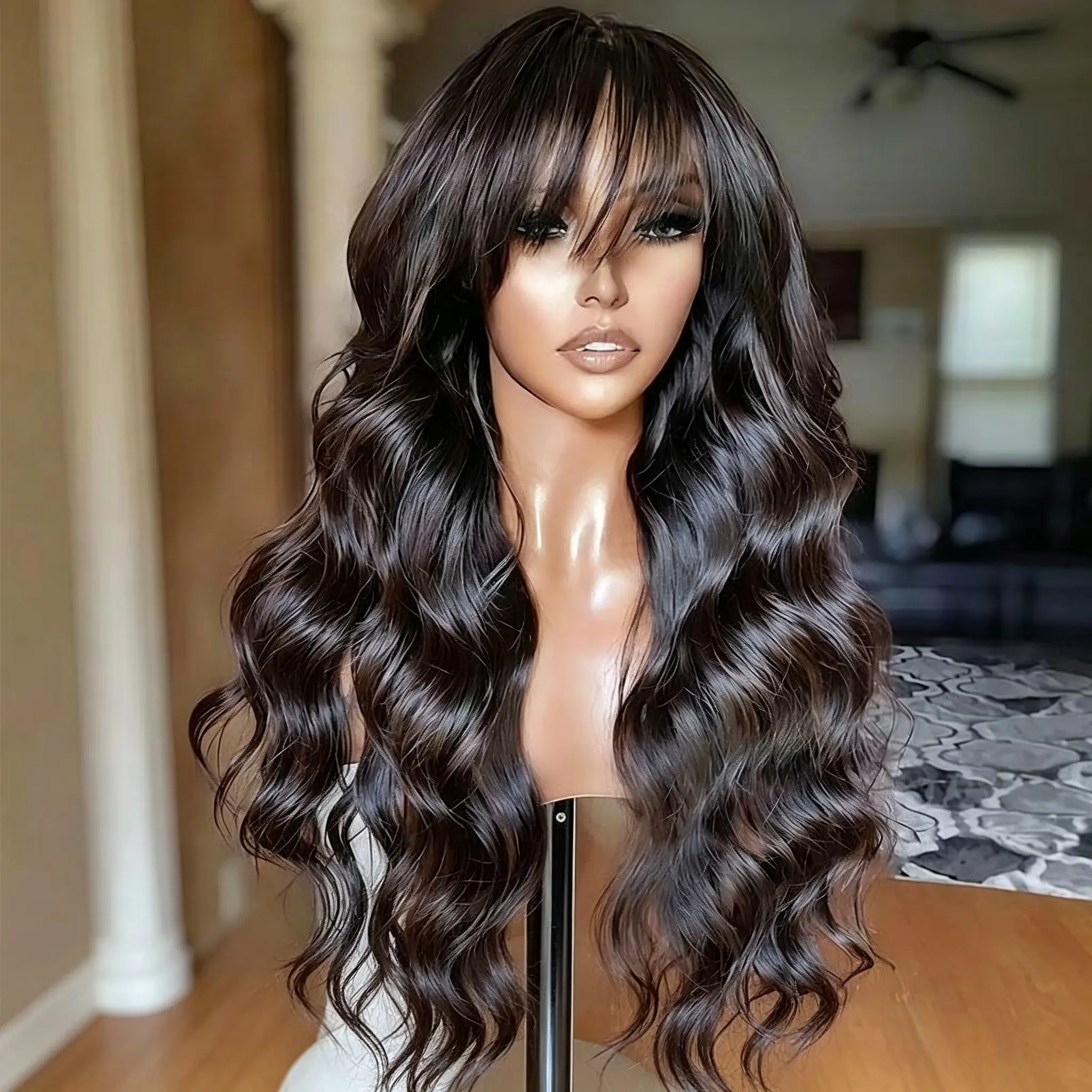 【Lowest Price Ever:$79 = 20" 】$79 for 20" Throw on & Go Body Wave Wig with Bangs Cost-effective Wig 10A Human Hair