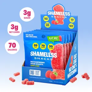 Raspberry Sour Scouts Candy Snack Sweet - Low Sugar, Carb, & Calorie Indulgence Bonbon Fruity Bonbon Fruity Gummy Treats