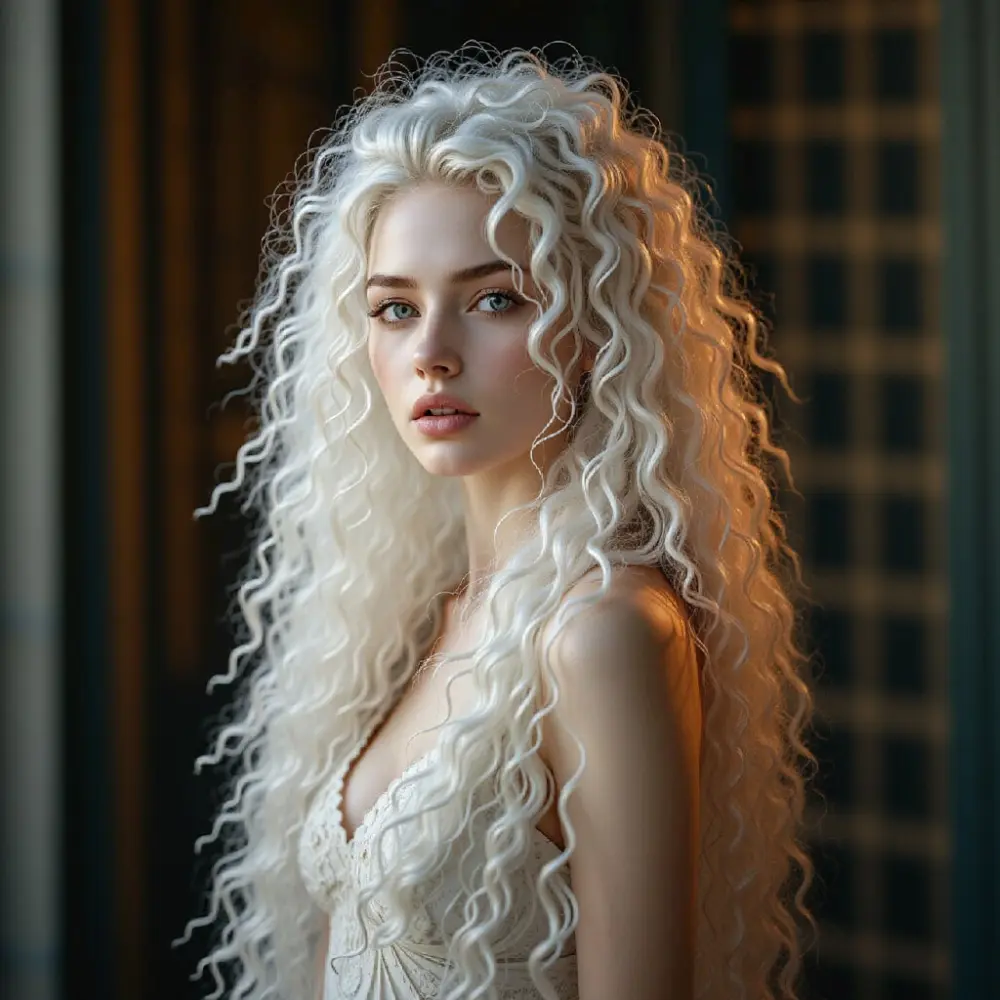 Platinum Blonde Loose Curly Lace Front Wig 13x4 HD Transparent Lace Front Wig with Pre Plucked Hairline Synthetic Wig Blonde Hair Wigs for Women Perfect for Daily Wear 250 High Density Hair 26 Inches Synthetic Lace Front Wig
