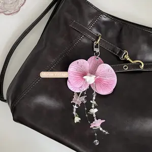 Handcrafted Orchid Keychain – Floral Fairycore Purse & Tote Charm Elegant Flower Accessory