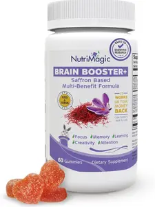 Brain Booster+ 30mg Pure Saffron Extract Gummies & Multivitamin D3, B6, B12, Zinc, Supports Kids Brain Health, Focus, Memory, Attention, Mood Balance, Non-GMO Kids Supplement, 30x Servings