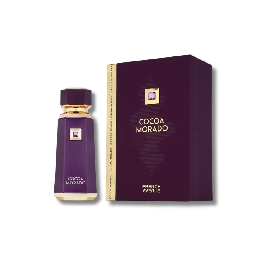 Fragrance World French Avenue Cocoa Morado Eau De Parfum, Unisex Amber Vanilla Fragrance with Rich Cocoa, Oud & Aromatic Spicy Notes, 3.4 fl oz, Aromatic Spicy Perfume, Edp Scents, Amber Vanilla Fragrances