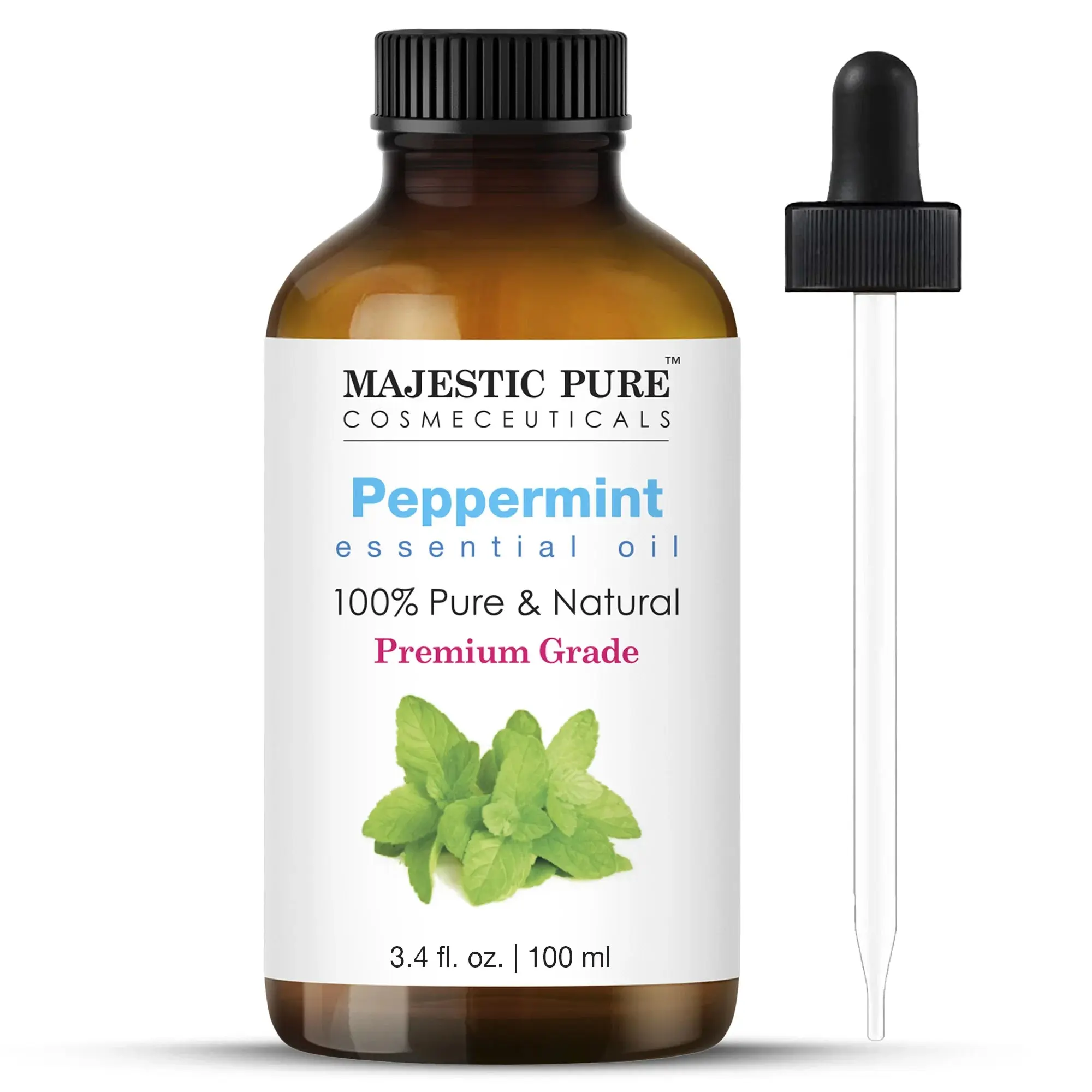 100% Pure Natural Cooling Peppermint Essential Oil (3.4 fl oz) - For Aromatherapy, Fitness, Diffusers & Mental Wellness Support