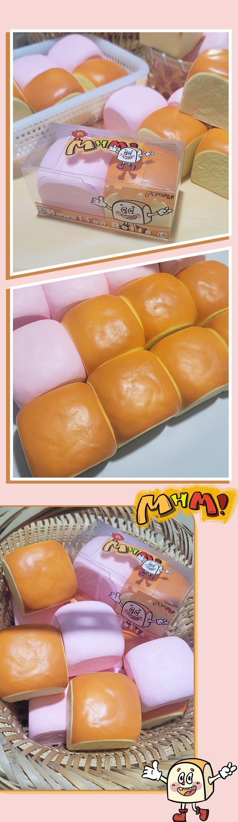 MHM 2-Roll Hawaiian Squishies Toys, Slow Rising Soft Foam Fidget Toys, Unisex Oddly Satisfying Sensory Products for Stress Relief with Calming Effects, Cute Food-Themed Gift