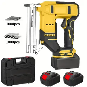 2-in-1 Industrial Cordless Nailer, Lithium Electric Nailer with 2*2000mAh Batteries and Charger, 2000 Nails, Battery Powered Staple/Nailgun Driven Nailer for Industrial Decoration and Carpentry, Thanksgiving Christmas Gift