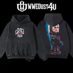 WWEDust4U Retro Vintage Limited Edition Alexa Bliss "Play Pain" Hoodie 100% Cotton Blend Pre-washed for Softness Classic Menswear Oversized Fit