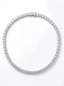 ️️②③Space ice 6mm Iced Out Tennis Chain - Stainless Steel with Cubic Zirconia, Gold/Silver Tone Hip Hop Jewelry for Men & Women