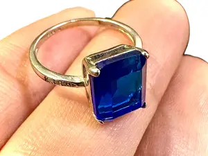 Emerald Cut Tanzanite 925 Sterling Silver Ring