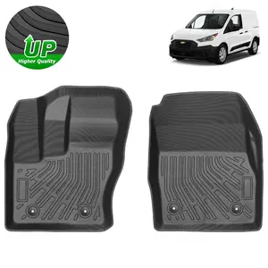 Canvcle Custom Fit Front Floor Mats for 2014-2021 Ford Transit Connect with Vinyl Flooring and Floor Posts Only, All Weather Floor Liners Durable 1st Row Set Black