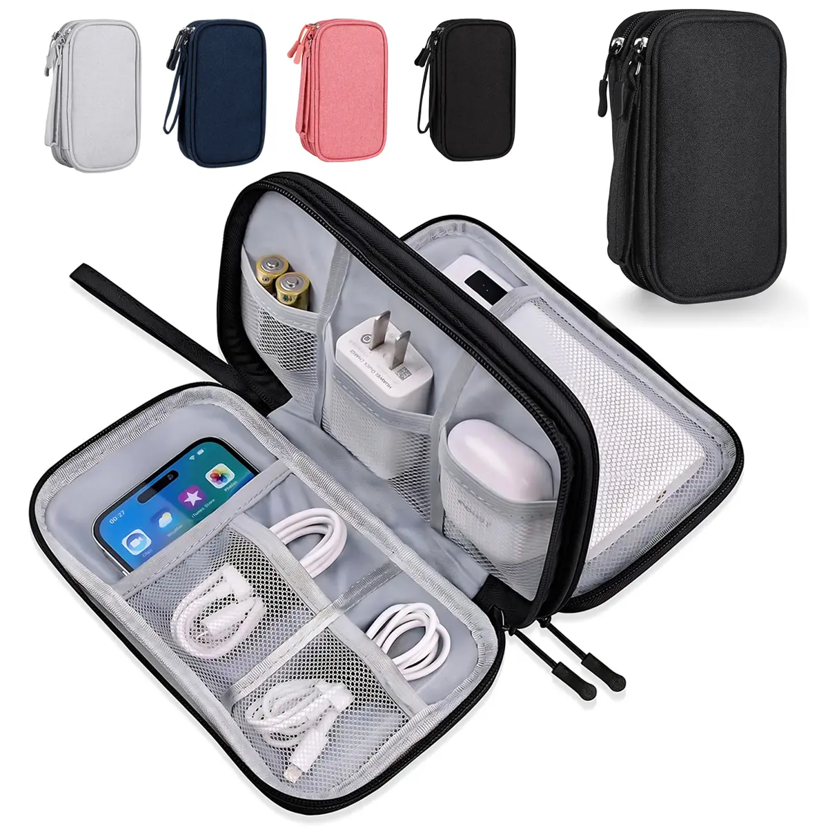 Travel Cable Organizer Bag,Electronic Organizer Travel Case,Portable Waterproof  Double Layers Cable Organizer Pouch for Cable, Cord, USB, Charger,Phone, Power Bank,Earphone,Travel Essentials#SummerWins#backtoschool