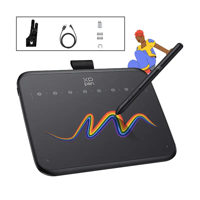 XPPen Deco 640 Graphics Drawing Tablet Beginners Tablet Support OSU Game 16384 Pressure Levels 60° Tilt compatible with Windows/Android Phone/ChromeOS/Linux for studying 3D Print Document Signing Illustration