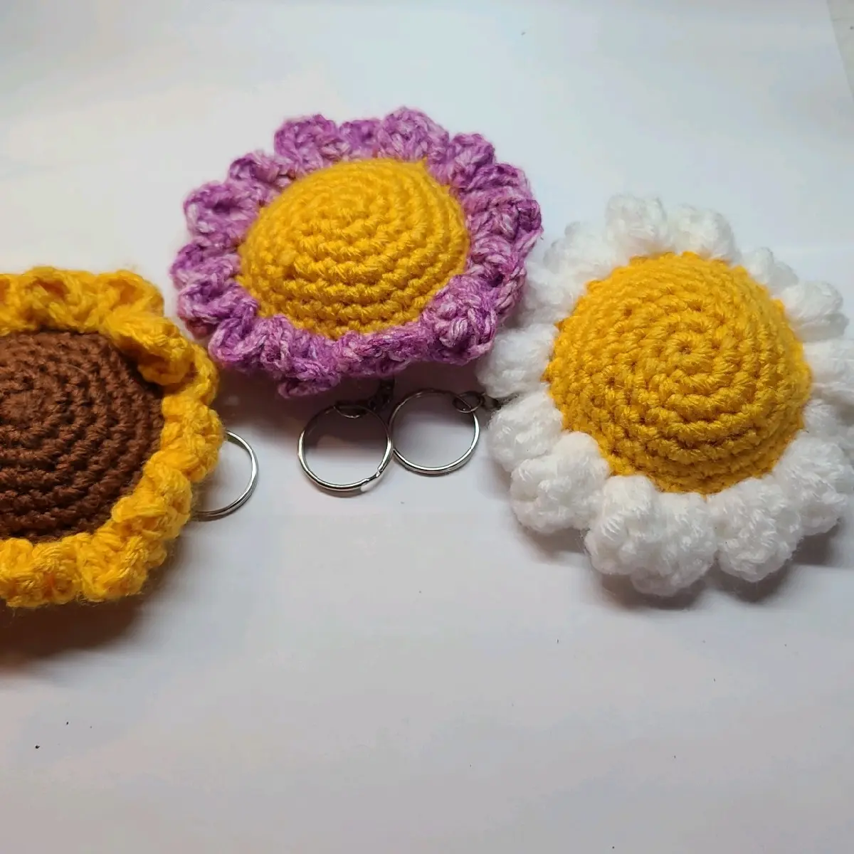 Sunflower /flower crochet keychain 3 different options