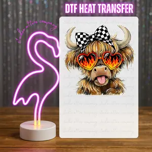 Highland cow, Valentine, Heat transfer, Press and peel, Full color, Instant press, MTO