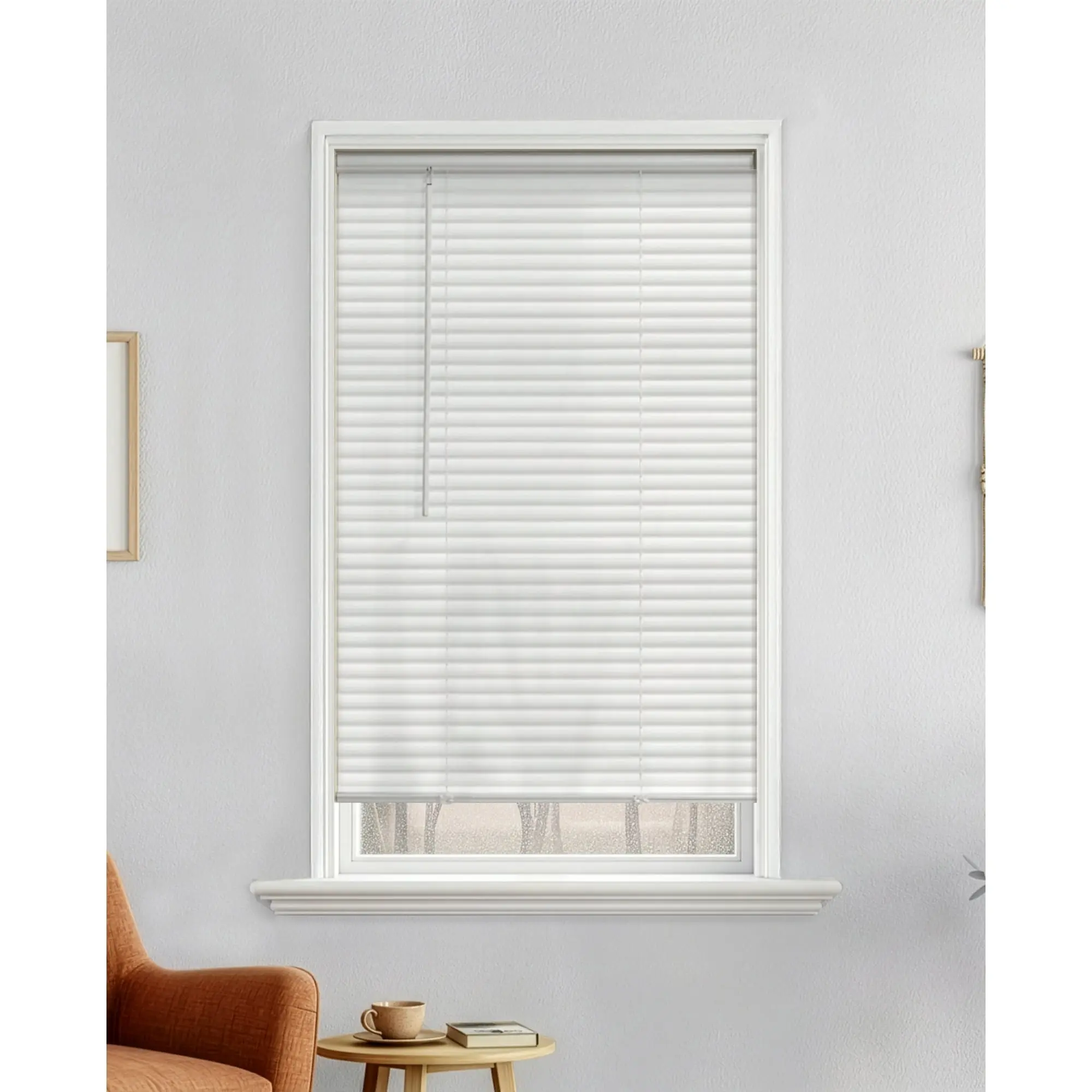 Cordless 1-Inch Venetian Slats Vinyl Light Filtering Blinds, 23x64" White Single Unit, Inside Mount, Child & Pet Safe, Privacy Filter for Bathrooms/Kitchens, Window Interior