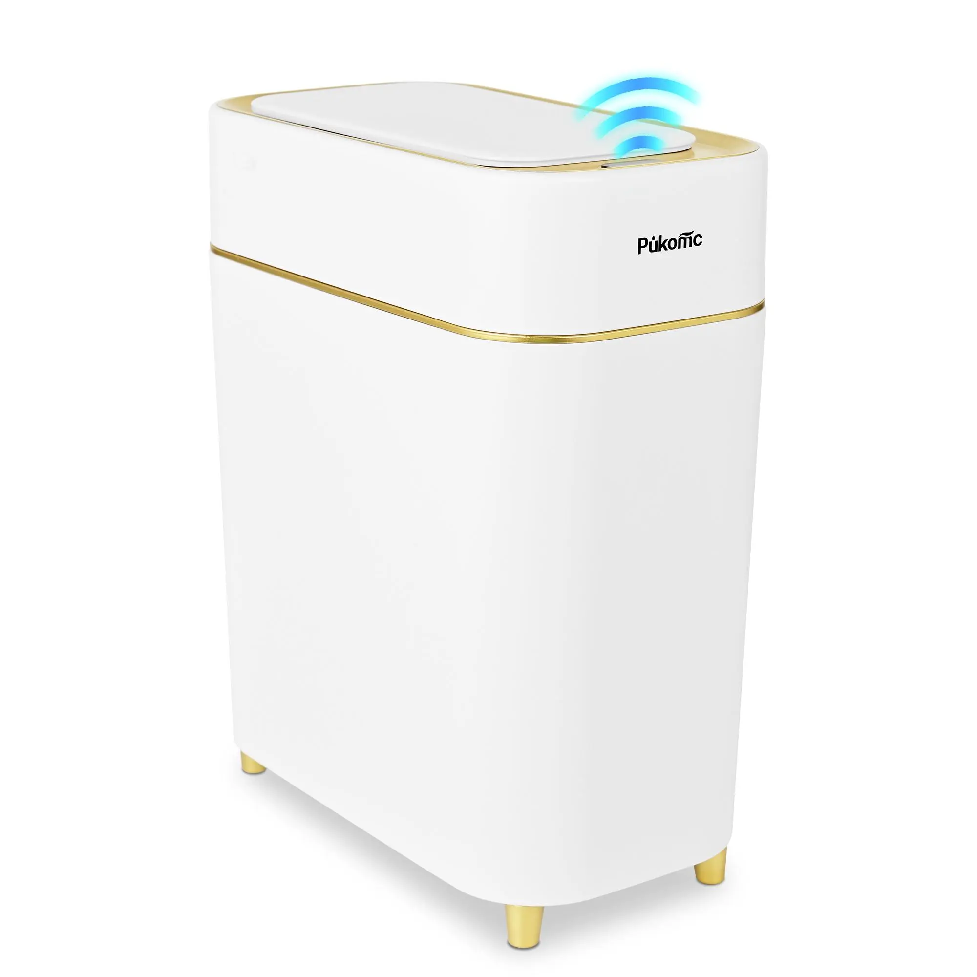 Pukomc Auto-Sensor Trash Bin – Wave & Knee Induction, Quick Voiceless Open, Removable Liner, Battery-Powered Touchless Garbage Can Automatic Dustbin summerwins,dorm essentials,home essentials homeessentials