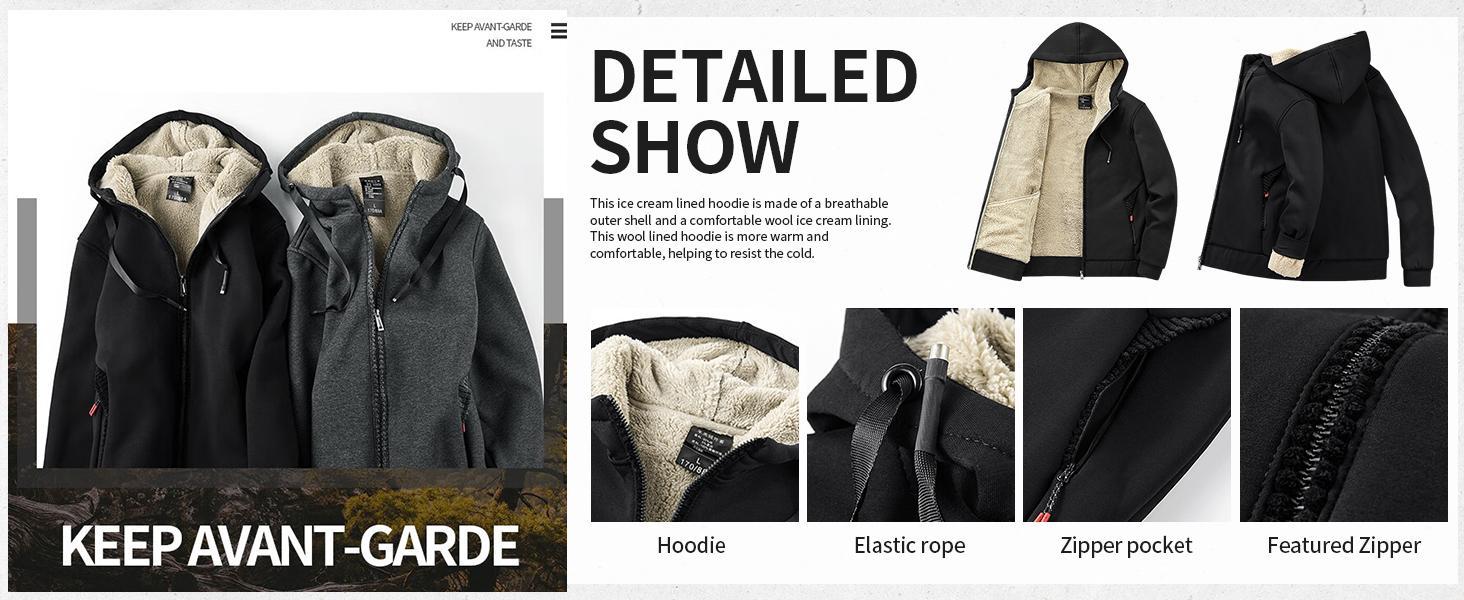 Gihuo Men's Winter Sherpa Lined Hoodie Zip Up Sweatshirt Heavyweight Warm Fleece Jacket with Pockets Beige Navy Cotton Streetwear Breathable Coats Shell Tops Vneck Long Sleeve Gihuo Men's Winter Sherpa Lined Hoodie Zip Up Sweatshirt Heavyweight Warm Fleece Jacket with Pockets Beige Navy Cotton Streetwear Breathable Coats Shell Tops Vneck Long Sleeve