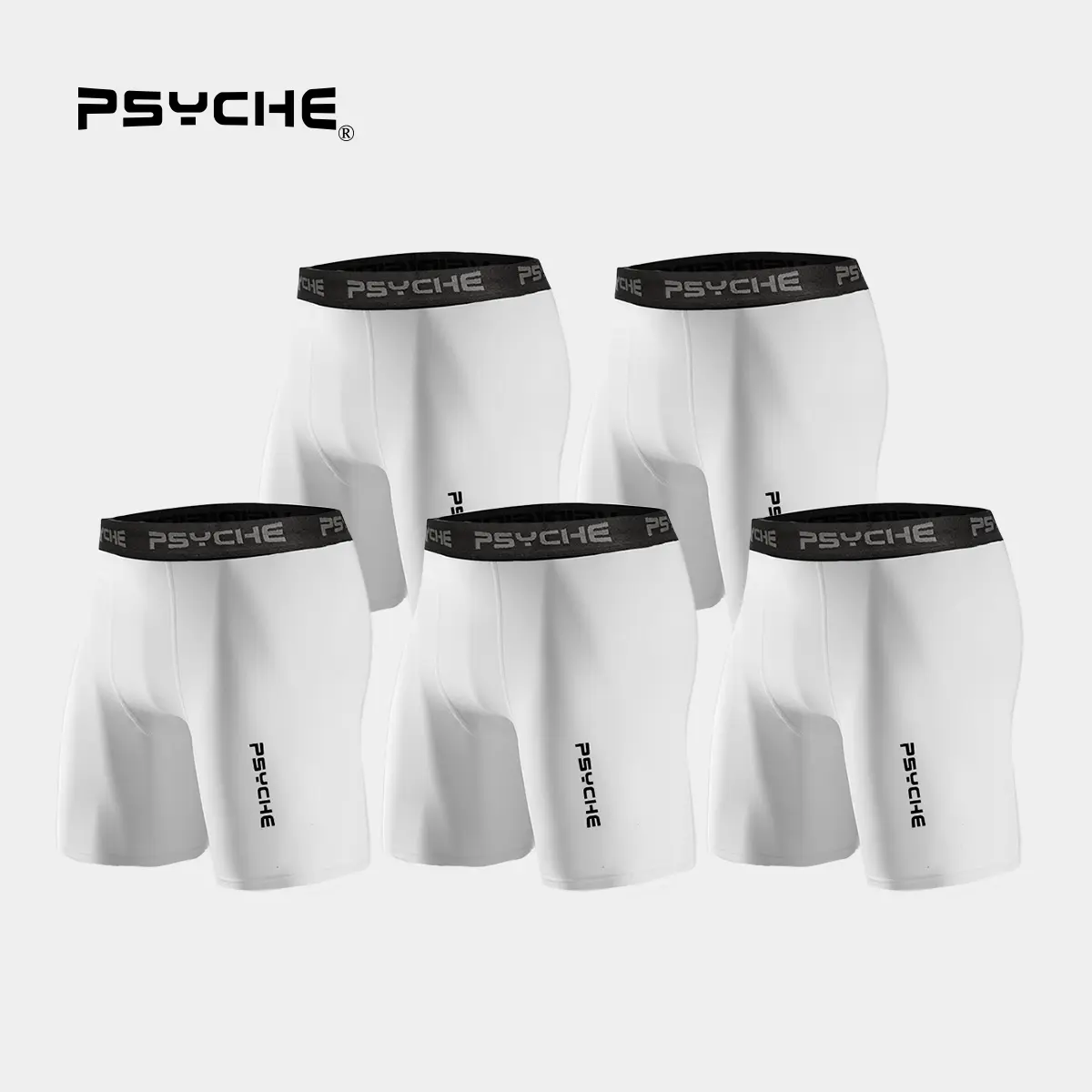 PSYCHE 5 Pack Men’s Compression Shorts Compression Underwear For Gym Workout Running Basketball,Squat-Proof, Sweat-Wicking And Ultra-Breathable